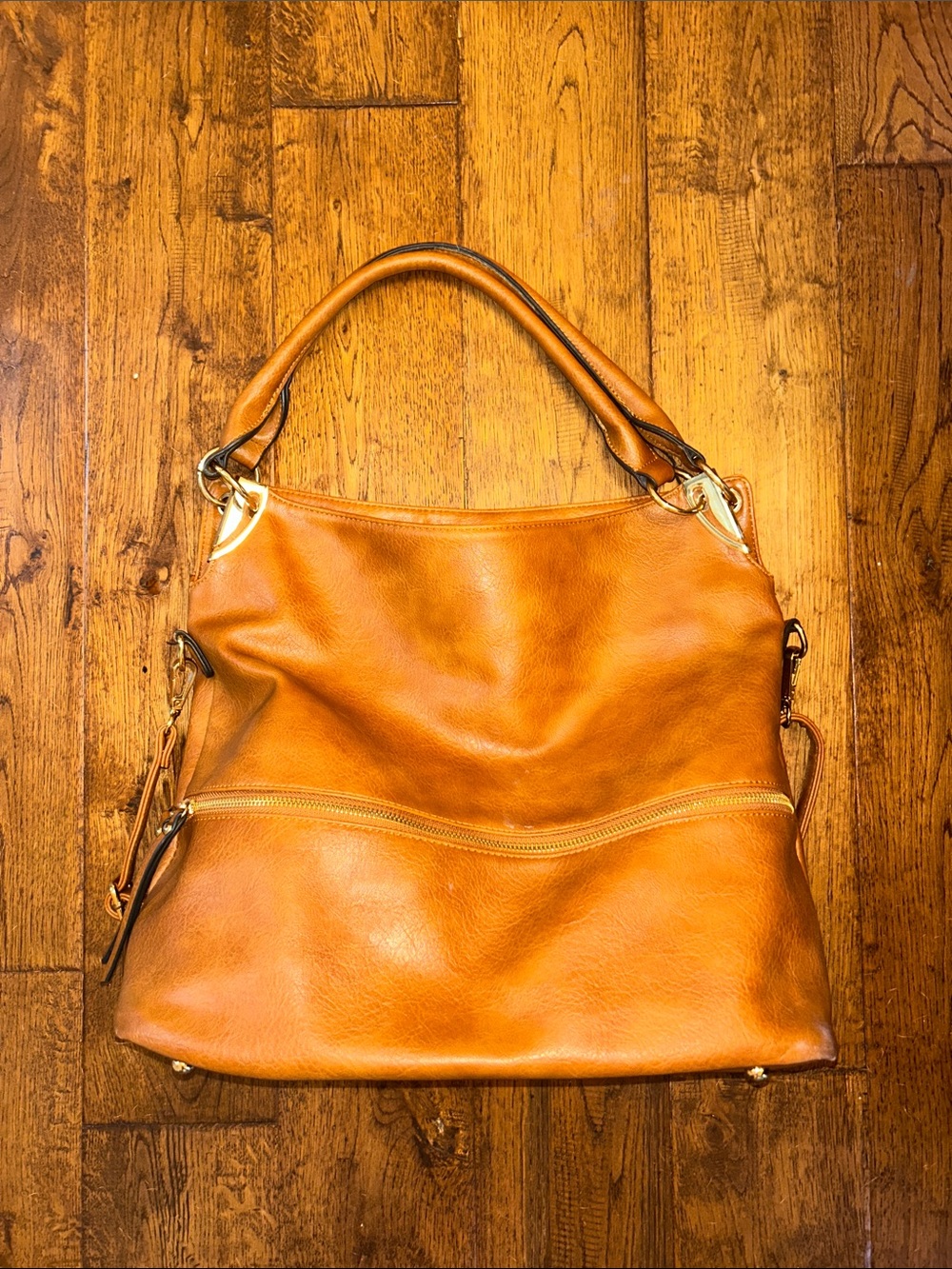 Classic Tan Leather Shoulder Bag - Womens